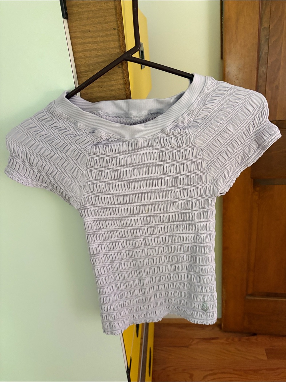 Smocked Short Sleeve Tee in Light Lavender Free People